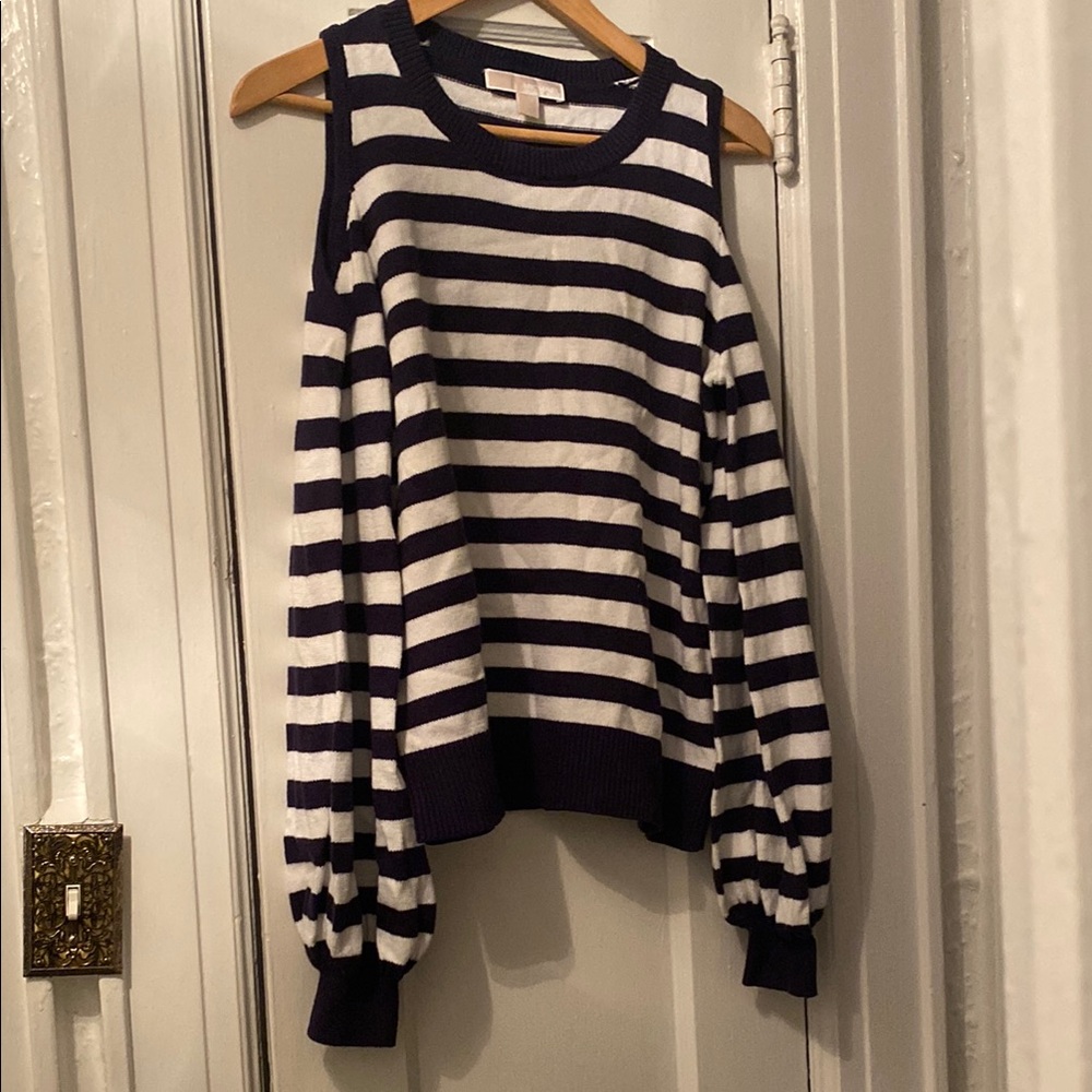 Striped Cold Shoulder Sweater
